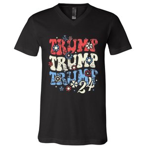 Trump Vance 2024 Jd Vance Trump Retro Stripe V-Neck T-Shirt