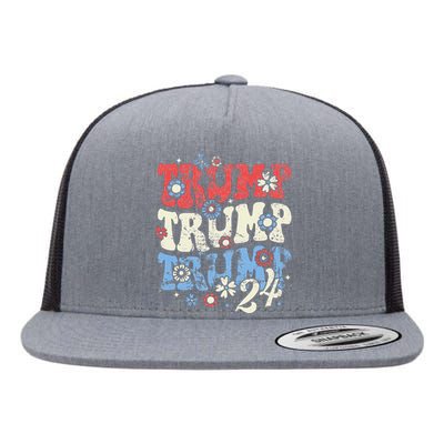 Trump Vance 2024 Jd Vance Trump Retro Stripe Flat Bill Trucker Hat