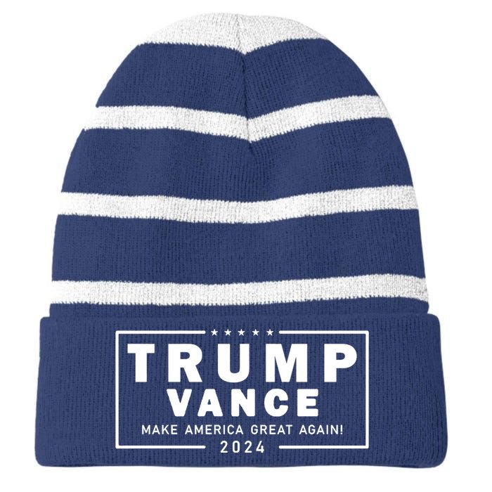 Trump Vance 2024 Make America Great Again Vice President Striped Beanie with Solid Band