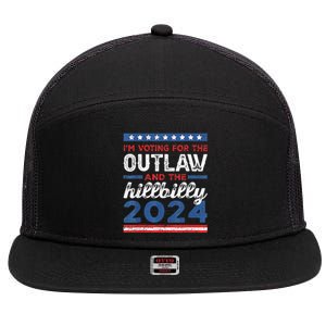 Trump Vance 2024 Donald J.D. Outlaw And The Hillbilly 7 Panel Mesh Trucker Snapback Hat