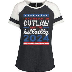 Trump Vance 2024 Donald J.D. Outlaw And The Hillbilly Enza Ladies Jersey Colorblock Tee