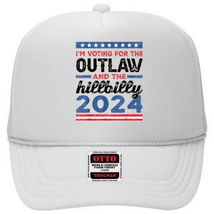 Trump Vance 2024 Donald J.D. Outlaw And The Hillbilly High Crown Mesh Back Trucker Hat