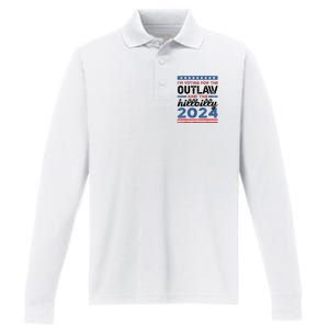 Trump Vance 2024 Donald J.D. Outlaw And The Hillbilly Performance Long Sleeve Polo