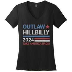 Trump Vance 2024 Donald Trump J.D. Vance Outlaw Hillbilly Women's V-Neck T-Shirt