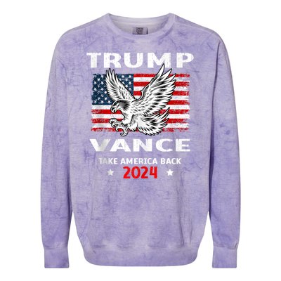 Trump Vance 2024 Eagle Usa Flag Print Colorblast Crewneck Sweatshirt