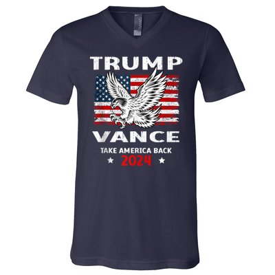 Trump Vance 2024 Eagle Usa Flag Print V-Neck T-Shirt