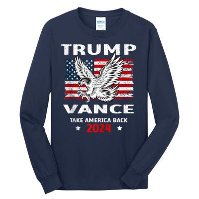 Trump Vance 2024 Eagle Usa Flag Print Tall Long Sleeve T-Shirt