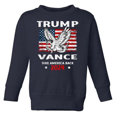 Trump Vance 2024 Eagle Usa Flag Print Toddler Sweatshirt