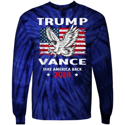 Trump Vance 2024 Eagle Usa Flag Print Tie-Dye Long Sleeve Shirt