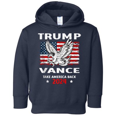 Trump Vance 2024 Eagle Usa Flag Print Toddler Hoodie