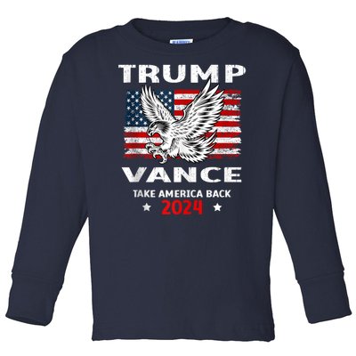 Trump Vance 2024 Eagle Usa Flag Print Toddler Long Sleeve Shirt