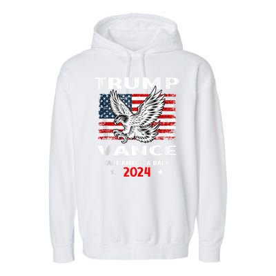 Trump Vance 2024 Eagle Usa Flag Print Garment-Dyed Fleece Hoodie