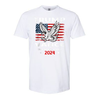 Trump Vance 2024 Eagle Usa Flag Print Softstyle CVC T-Shirt