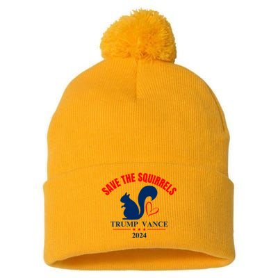 Trump Vance 2024 Save The Squirrels Pom Pom 12in Knit Beanie