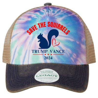 Trump Vance 2024 Save The Squirrels Legacy Tie Dye Trucker Hat