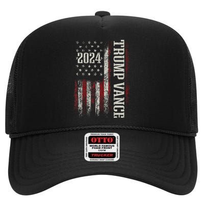 Trump Vance 2024 High Crown Mesh Back Trucker Hat