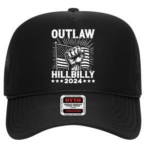 Trump Vance 2024 Donald Trump J.D. Vance Outlaw Hillbilly High Crown Mesh Back Trucker Hat