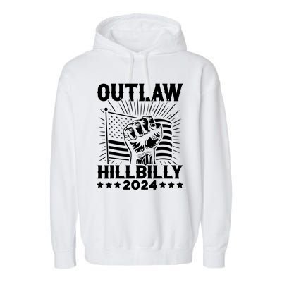 Trump Vance 2024 Donald Trump J.D. Vance Outlaw Hillbilly Garment-Dyed Fleece Hoodie