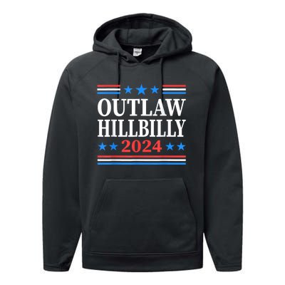 Trump Vance 2024 Outlaw Hillbilly Us Flag Vintage Performance Fleece Hoodie