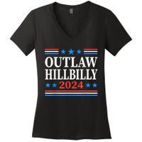 Trump Vance 2024 Outlaw Hillbilly Us Flag Vintage Women's V-Neck T-Shirt