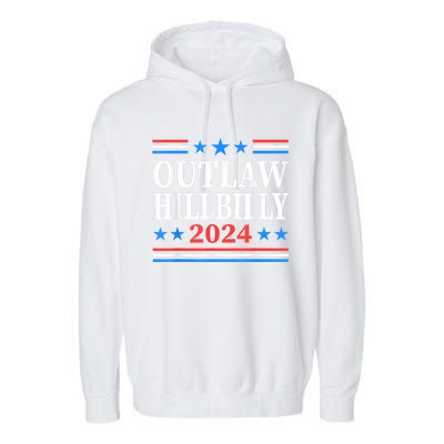 Trump Vance 2024 Outlaw Hillbilly Us Flag Vintage Garment-Dyed Fleece Hoodie