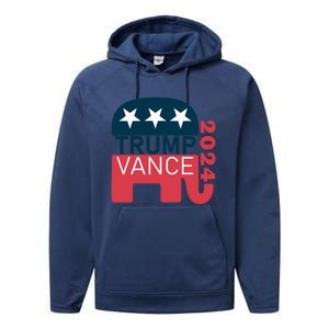 Trump Vance 2024 President Vote Usa Election Maga Gift Performance Fleece Hoodie