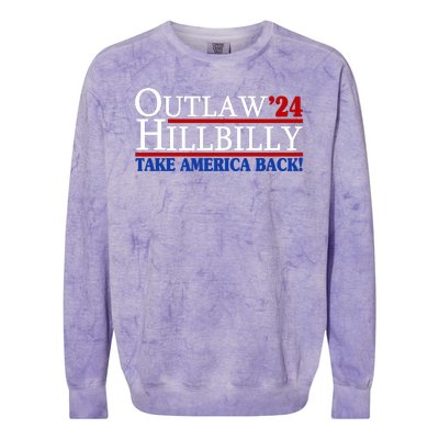 Trump Vance 2024 Outlaw Hillbilly Take America Back Colorblast Crewneck Sweatshirt