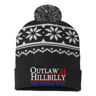 Trump Vance 2024 Outlaw Hillbilly Take America Back USA-Made Snowflake Beanie