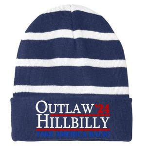 Trump Vance 2024 Outlaw Hillbilly Take America Back Striped Beanie with Solid Band