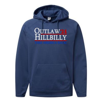 Trump Vance 2024 Outlaw Hillbilly Take America Back Performance Fleece Hoodie