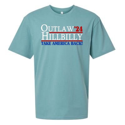 Trump Vance 2024 Outlaw Hillbilly Take America Back Sueded Cloud Jersey T-Shirt