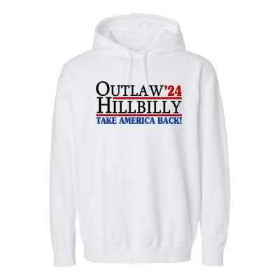 Trump Vance 2024 Outlaw Hillbilly Take America Back Garment-Dyed Fleece Hoodie