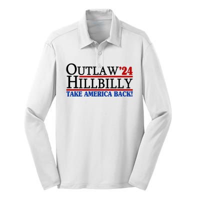 Trump Vance 2024 Outlaw Hillbilly Take America Back Silk Touch Performance Long Sleeve Polo