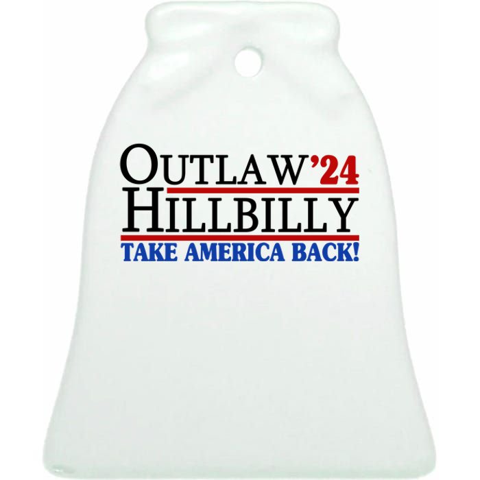 Trump Vance 2024 Outlaw Hillbilly Take America Back Ceramic Bell Ornament