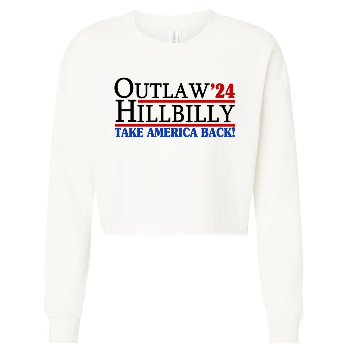 Trump Vance 2024 Outlaw Hillbilly Take America Back Cropped Pullover Crew