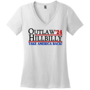 Trump Vance 2024 Outlaw Hillbilly Take America Back Women's V-Neck T-Shirt