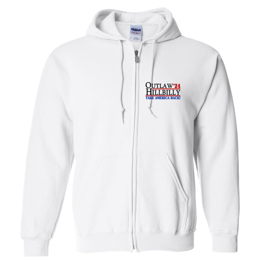 Trump Vance 2024 Outlaw Hillbilly Take America Back Full Zip Hoodie
