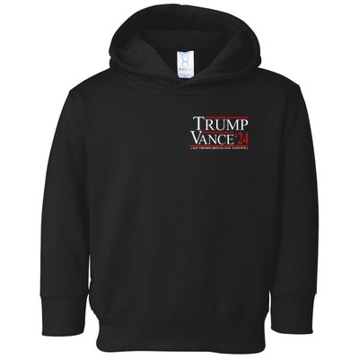 Trump Vance 2024 Not Friends With School Shooters Font & Back Toddler Hoodie