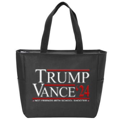 Trump Vance 2024 Not Friends With School Shooters Font & Back Zip Tote Bag