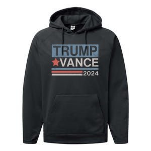 Trump Vance 2024 Retro Stripe Trump Jd Vance Performance Fleece Hoodie