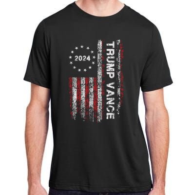 Trump Vance 2024 Us Flag Vintage Election President 2024 Adult ChromaSoft Performance T-Shirt