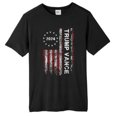 Trump Vance 2024 Us Flag Vintage Election President 2024 Tall Fusion ChromaSoft Performance T-Shirt