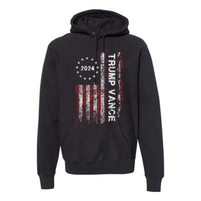 Trump Vance 2024 Us Flag Vintage Election President 2024 Premium Hoodie