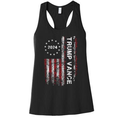 Trump Vance 2024 Us Flag Vintage Election President 2024 Women's Racerback Tank