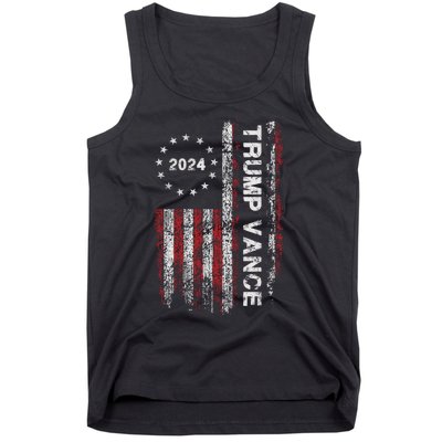 Trump Vance 2024 Us Flag Vintage Election President 2024 Tank Top