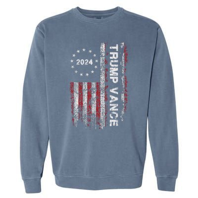 Trump Vance 2024 Us Flag Vintage Election President 2024 Garment-Dyed Sweatshirt