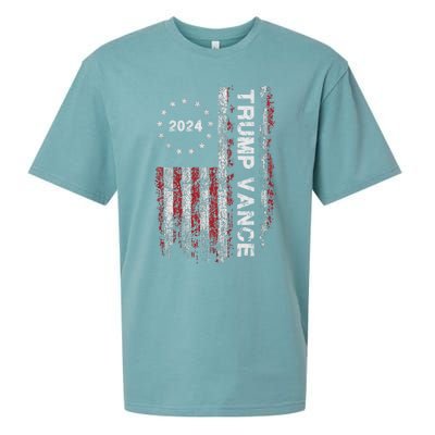 Trump Vance 2024 Us Flag Vintage Election President 2024 Sueded Cloud Jersey T-Shirt