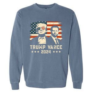 Trump Vance 2024 Flag Patriotic Republican 45 47 Trump Vance Great Gift Garment-Dyed Sweatshirt