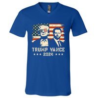 Trump Vance 2024 Flag Patriotic Republican 45 47 Trump Vance Great Gift V-Neck T-Shirt