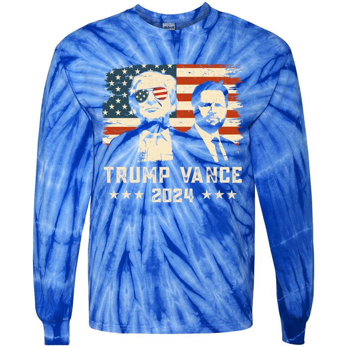 Trump Vance 2024 Flag Patriotic Republican 45 47 Trump Vance Great Gift Tie-Dye Long Sleeve Shirt